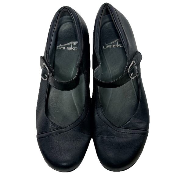 Dansko Shoes - Dansko Fawna EU 37 US 7 Black Mary Jane Leather Hook Loop Straps Comfort EUC